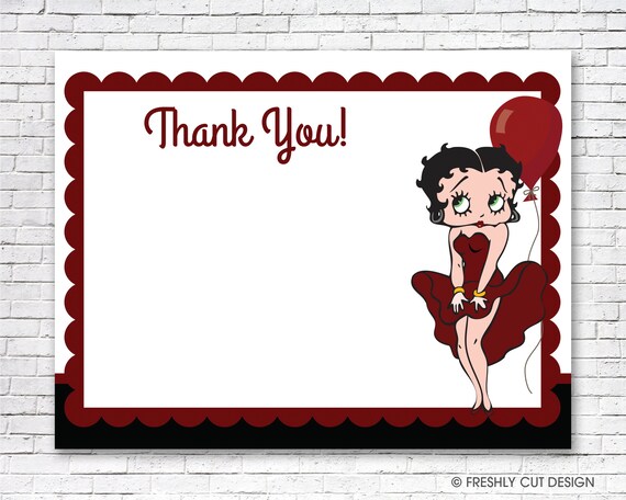 Red Dress Betty Boop Thank You Card - Instant Download by Freshly Cut Cards  | Catch My Party