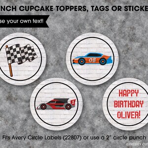 Race on Over 2&quot; Cupcake Toppers or Tags