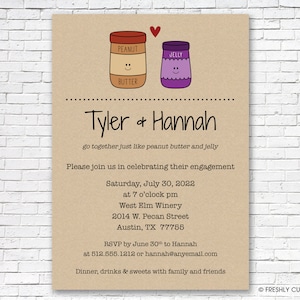 Peanut Butter & Jelly Engagement Invitation - Stampabile o stampato (con buste GRATUITE)