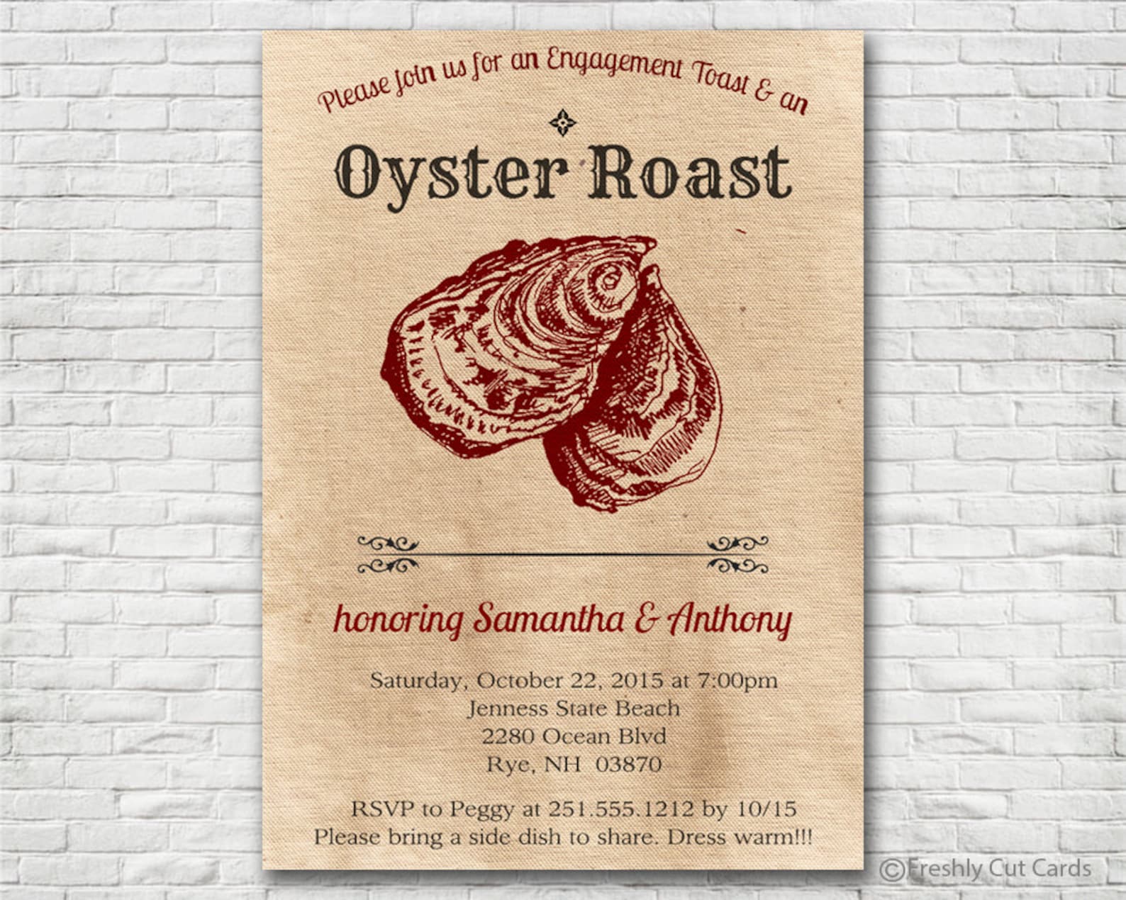 Oyster Roast Invitation Printable or Printed w/ FREE Etsy