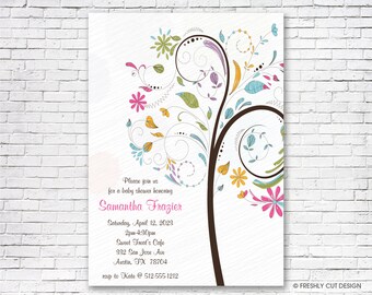 Colorful Baby Girl Shower Invitation - Printable or Printed (w/ FREE Envelopes)