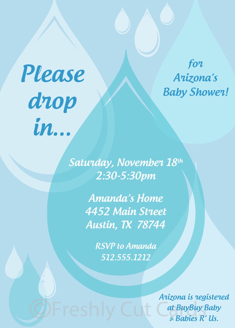 Raindrop Baby Shower Invitation Printable or Printed w/ Etsy