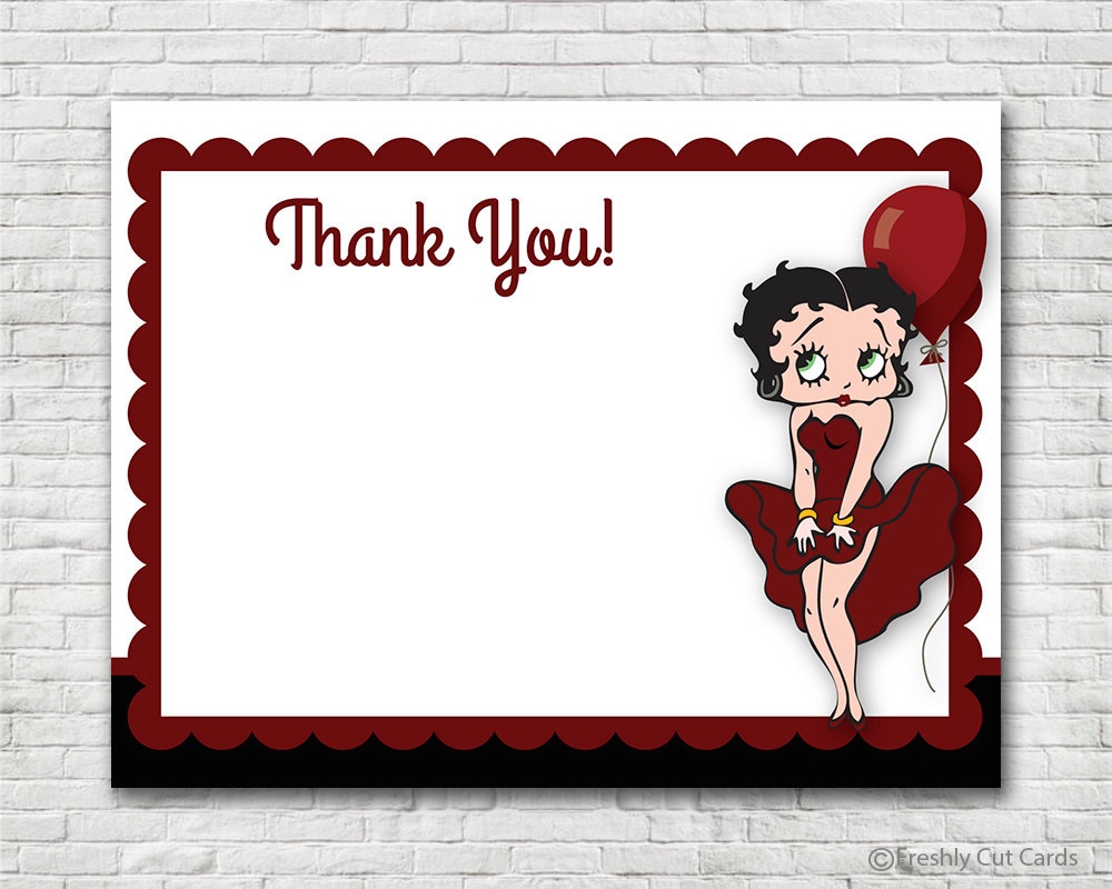Red Dress Betty Boop Thank You Card Instant Download Etsy France
