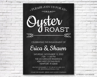 Chalkboard Oyster Roast Invitation - Printable or Printed (w/ FREE Envelopes)