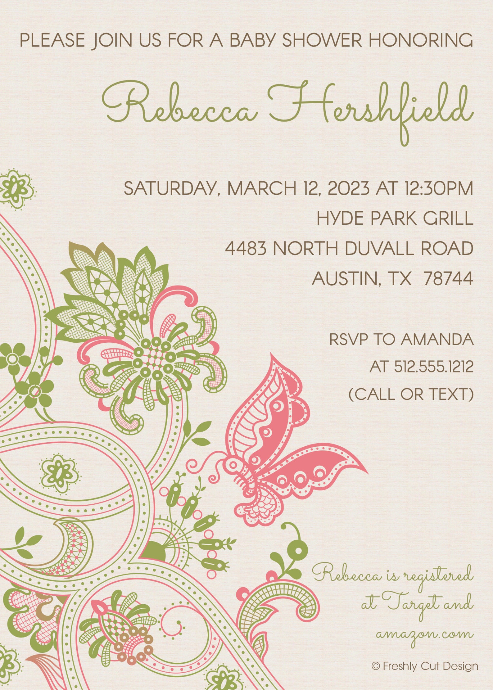 Butterfly and Flowers Baby Shower Invitation Printable or Etsy