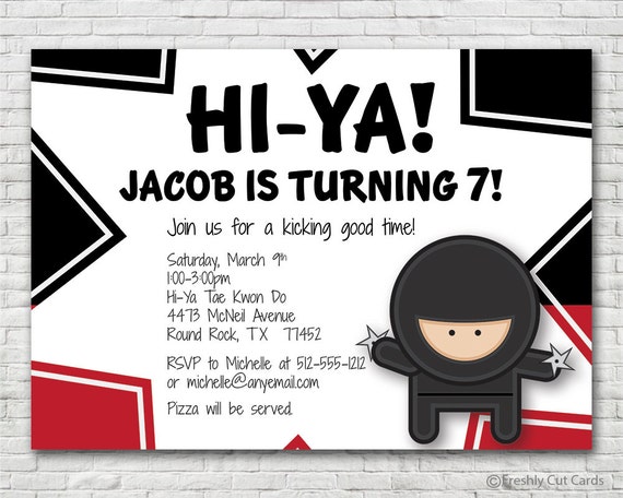 Hi Yah Birthday Party Invitation Printable Or Printed W Etsy Hi Yah Birthday Party Invitation Printable Or Printed W Etsy