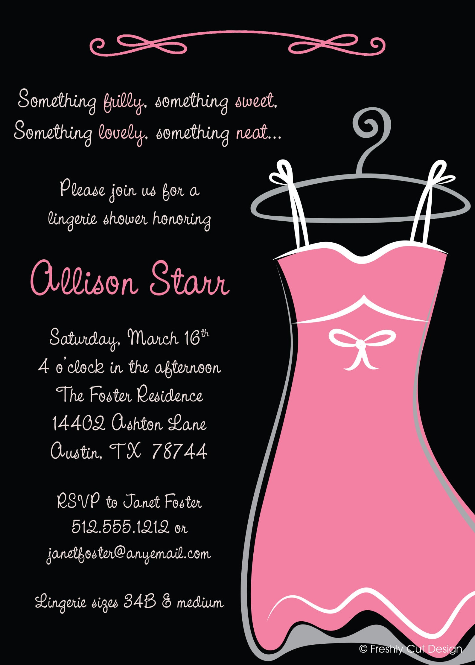 Printable Lingerie Shower Invitation Printable or Printed w/ FREE ...