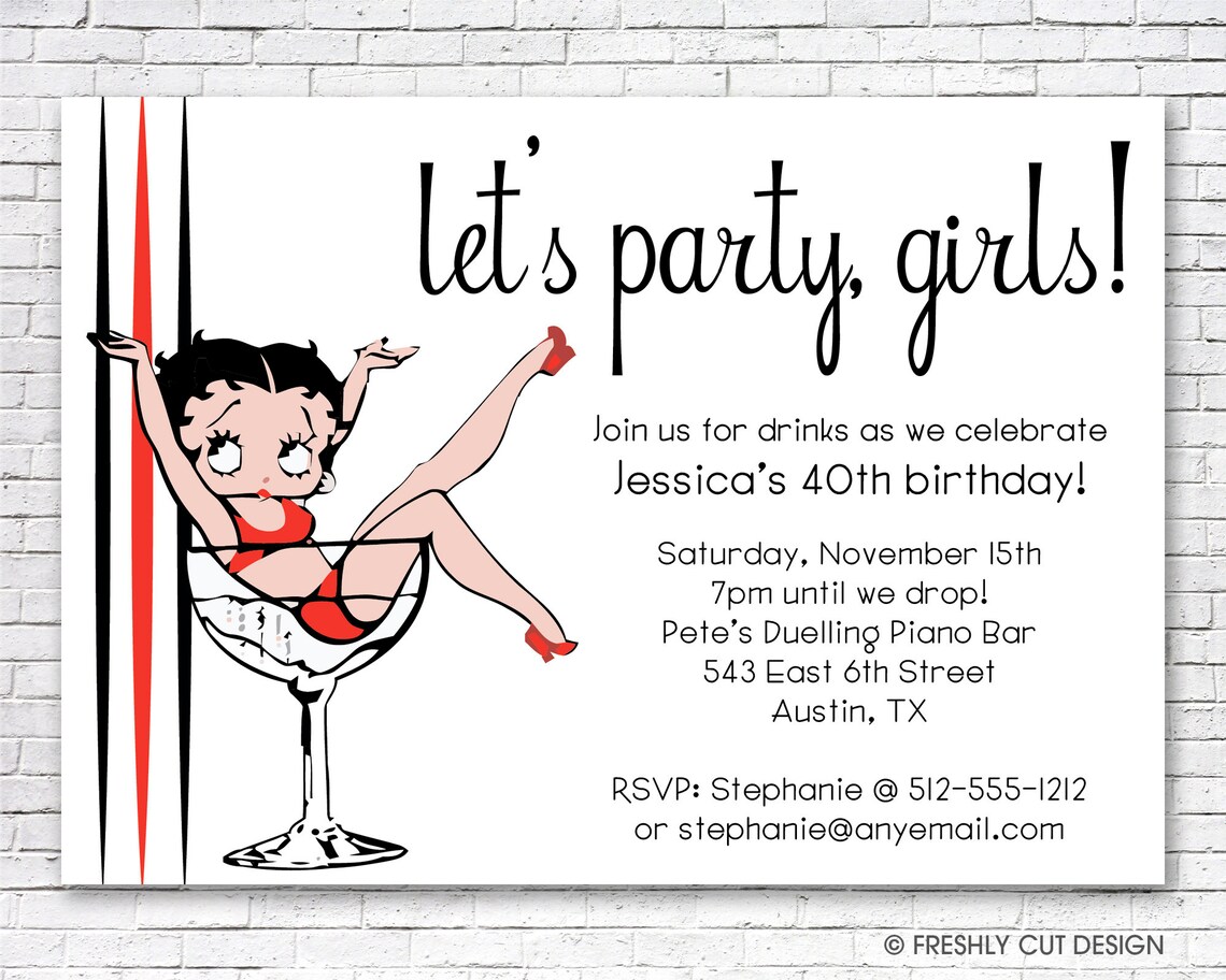 Party on With Betty Boop Invitation Printable or Printed w/ FREE ...