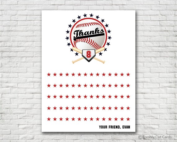 Baseball Star Matching Thank You Card Il_570xn