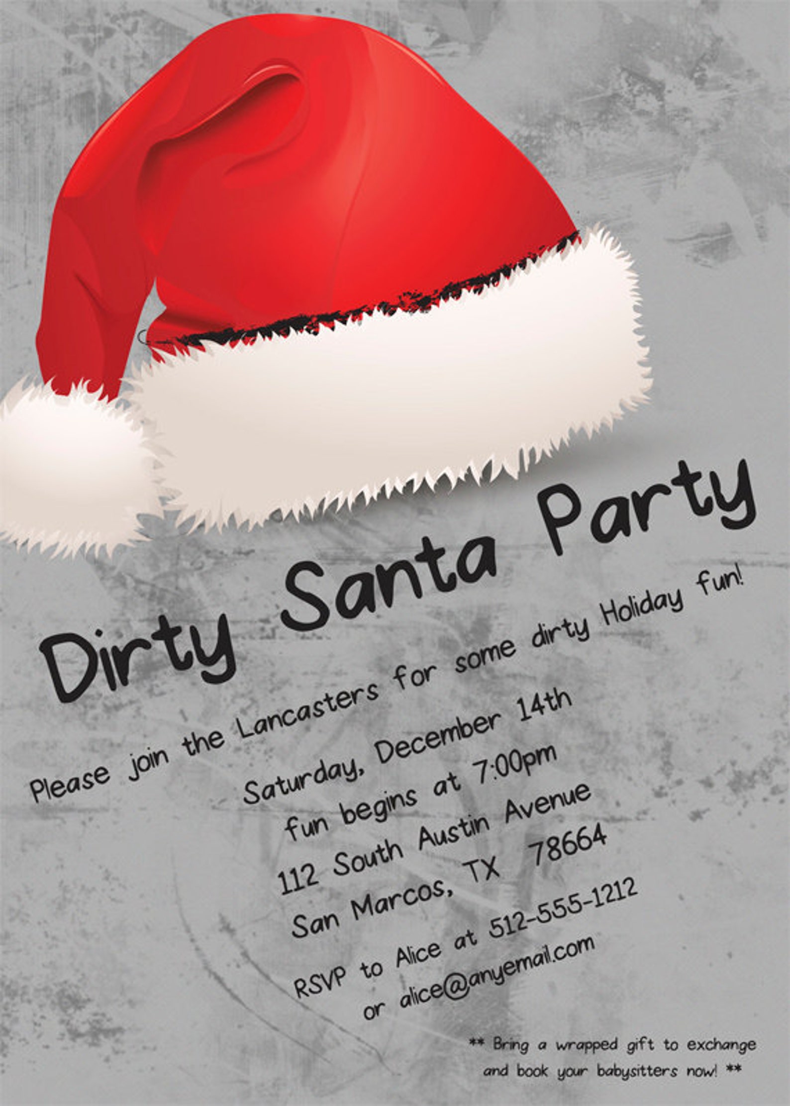 Grungy Dirty Santa Holiday Party Printable or Printed w/ | Etsy