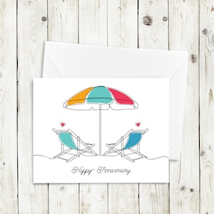Beach Chairs Anniversary Printable Card - Instant Download