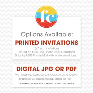 Bright Watercolor Birthday Invitation Printable or Printed w/ FREE Envelopes image 3