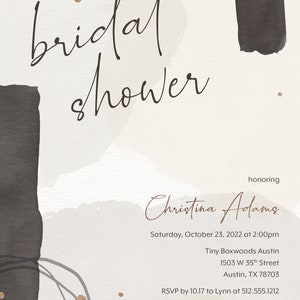 Modern Abstract Bridal Shower Invitation Printable or Printed w/ FREE Envelopes image 2