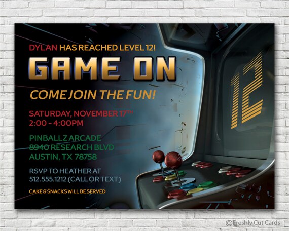 Game On Birthday Party Invitation Printable or Printed w/ | Etsy