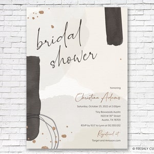 Modern Abstract Bridal Shower Invitation Printable or Printed w/ FREE Envelopes image 1