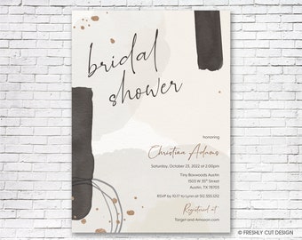 Modern Abstract Bridal Shower Invitation - Printable or Printed (w/ FREE Envelopes)