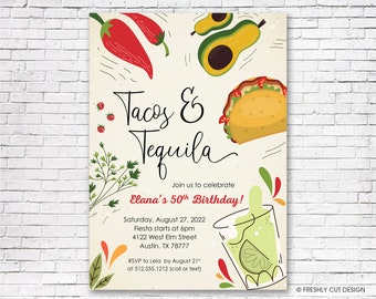 Tacos & Tequila Invitation - Printable or Printed (w/ FREE Envelopes)