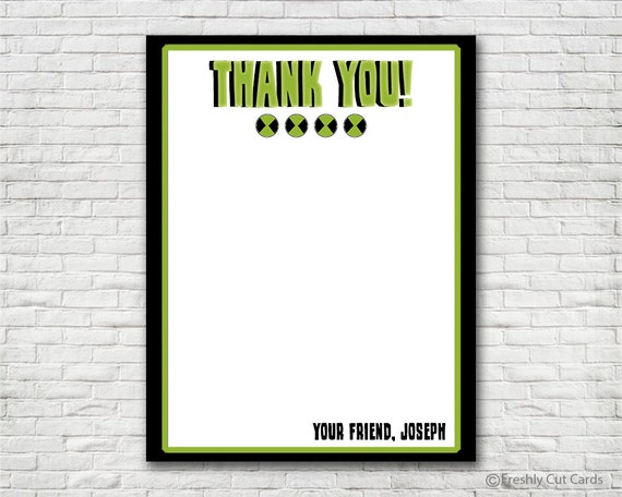 Ben 10 Themed Thank You Card Il_570xn
