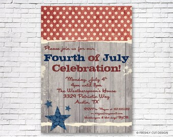 Down Home 4th of July Invitation - Printable or Printed (w/ FREE Envelopes)