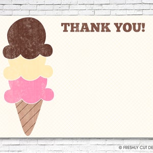 Ice Cream Thank You Card - Instant Download