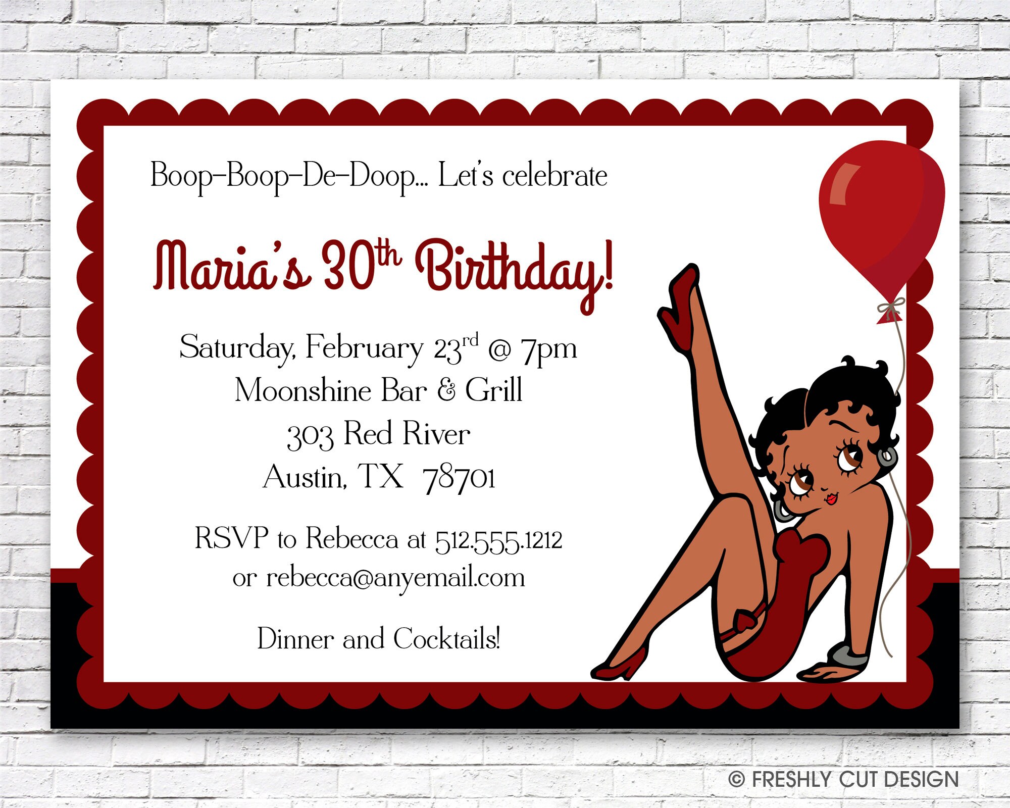 Hispanic Betty Boop Birthday Invitation Printable or Printed w/ FREE ...