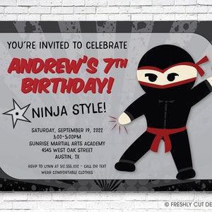 Totally Ninja Birthday Party Invitation - Printable or Printed (w/ FREE Envelopes)