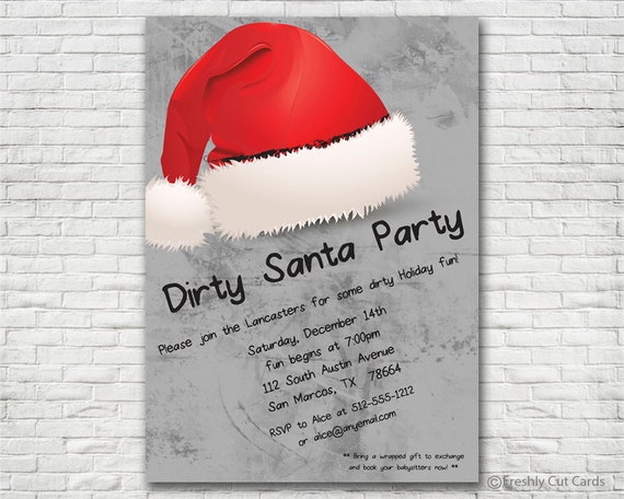 Grungy Dirty Santa Holiday Party - Printable or Printed (w/ FREE ...
