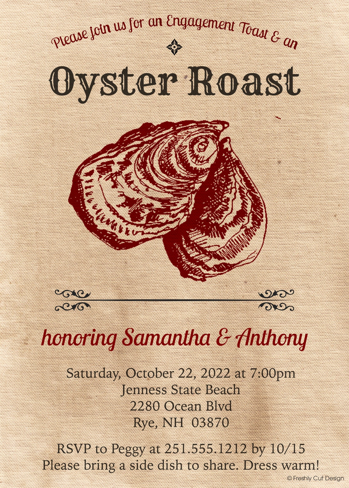 Oyster Roast Invitation Printable or Printed w/ FREE Envelopes - Etsy