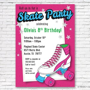 Neon Roller Skating Party - Printable or Printed (w/ FREE Envelopes)