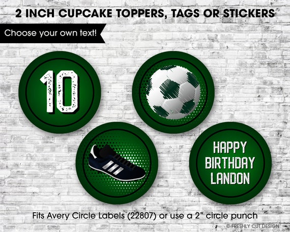 Goal! Soccer Birthday 2-Inch Cupcake Toppers or Tags Il_570xn