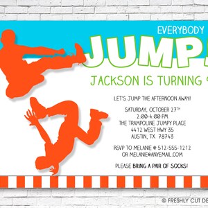 Everybody Jump Birthday Invitation - Printable or Printed (w/ FREE Envelopes)