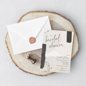 Modern Abstract Bridal Shower Invitation Printable or Printed w/ FREE Envelopes image 3