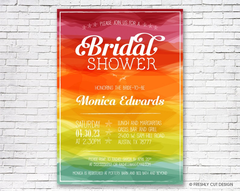 Sunset Watercolors Bridal Shower Invitation Printable or - Etsy