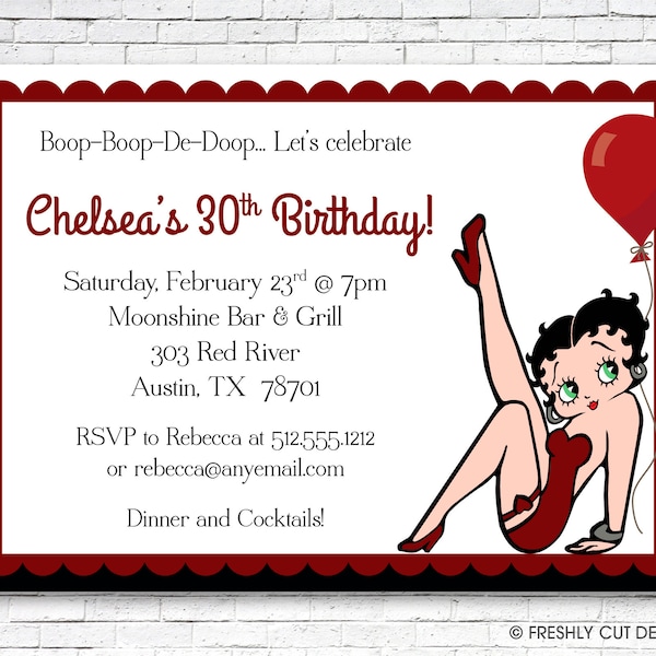 Boop Boop De Boop Birthday Invitation - Printable or Printed (w/ FREE Envelopes)