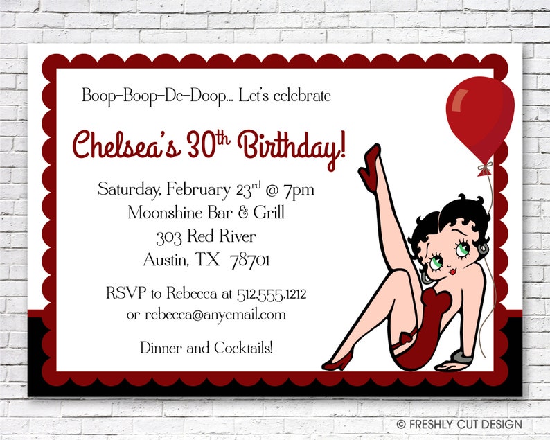 Boop Boop De Boop Birthday Invitation Printable or Printed w/ FREE Envelopes image 1