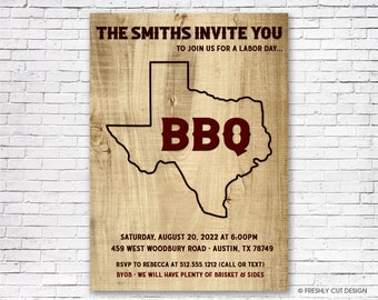 Texas BBQ Invitation - Printable or Printed (w/ FREE Envelopes)