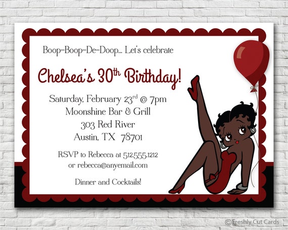 Afro Americaine Betty Boop Invitation Danniversaire Etsy France