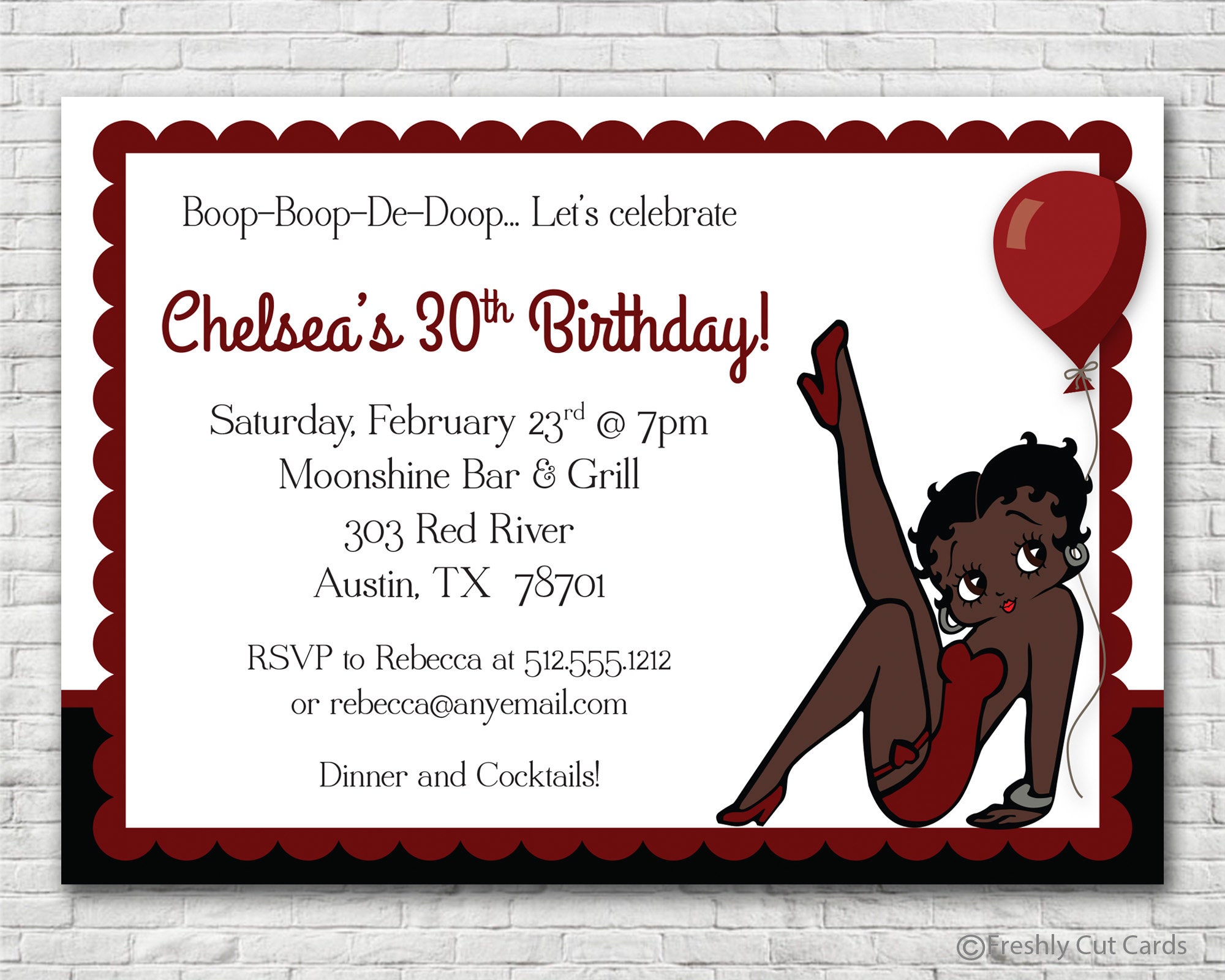 Afro Americaine Betty Boop Invitation Danniversaire Etsy Canada