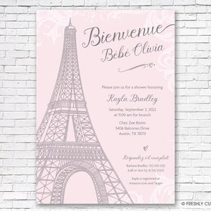 Parisienne Baby Shower Invitation Printable or Printed w/ FREE Envelopes image 1