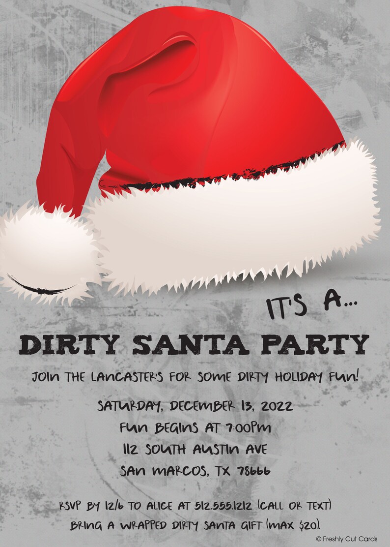 Grungy Dirty Santa Holiday Party Printable or Printed w/ - Etsy