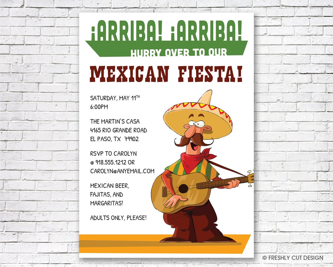 Mexican Fiesta Invitation - Printable or Printed (w/ FREE Envelopes) - Etsy