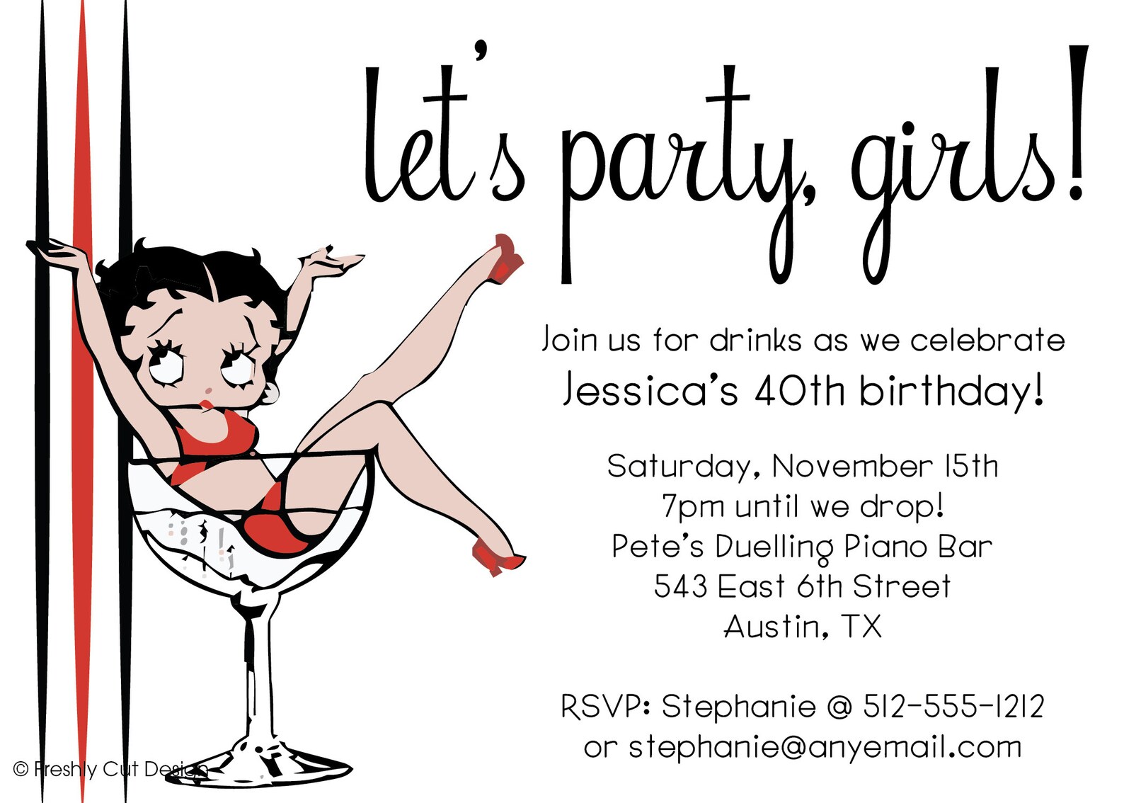 Party on With Betty Boop Invitation - Printable or Printed (w/ FREE ...