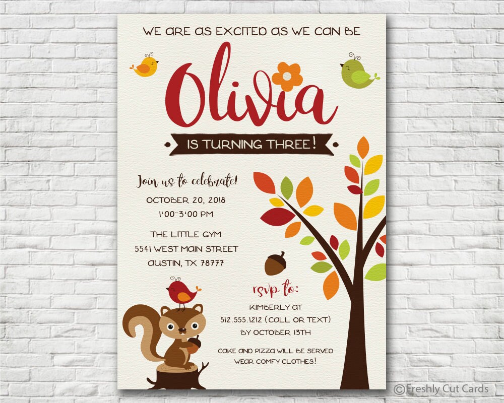 Sweet Autumn Birthday Invitation Printable or Printed w/ | Etsy
