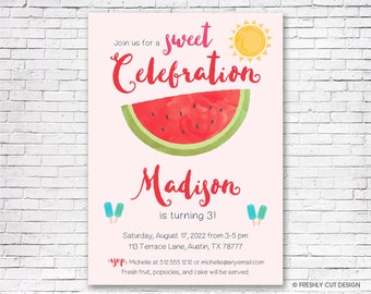 Watermelon Celebration Invitation - Printable or Printed (w/FREE Envelopes)