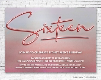 Super Chic Sixteenth Birthday Invitation - Printable or Printed (w/ FREE Envelopes)