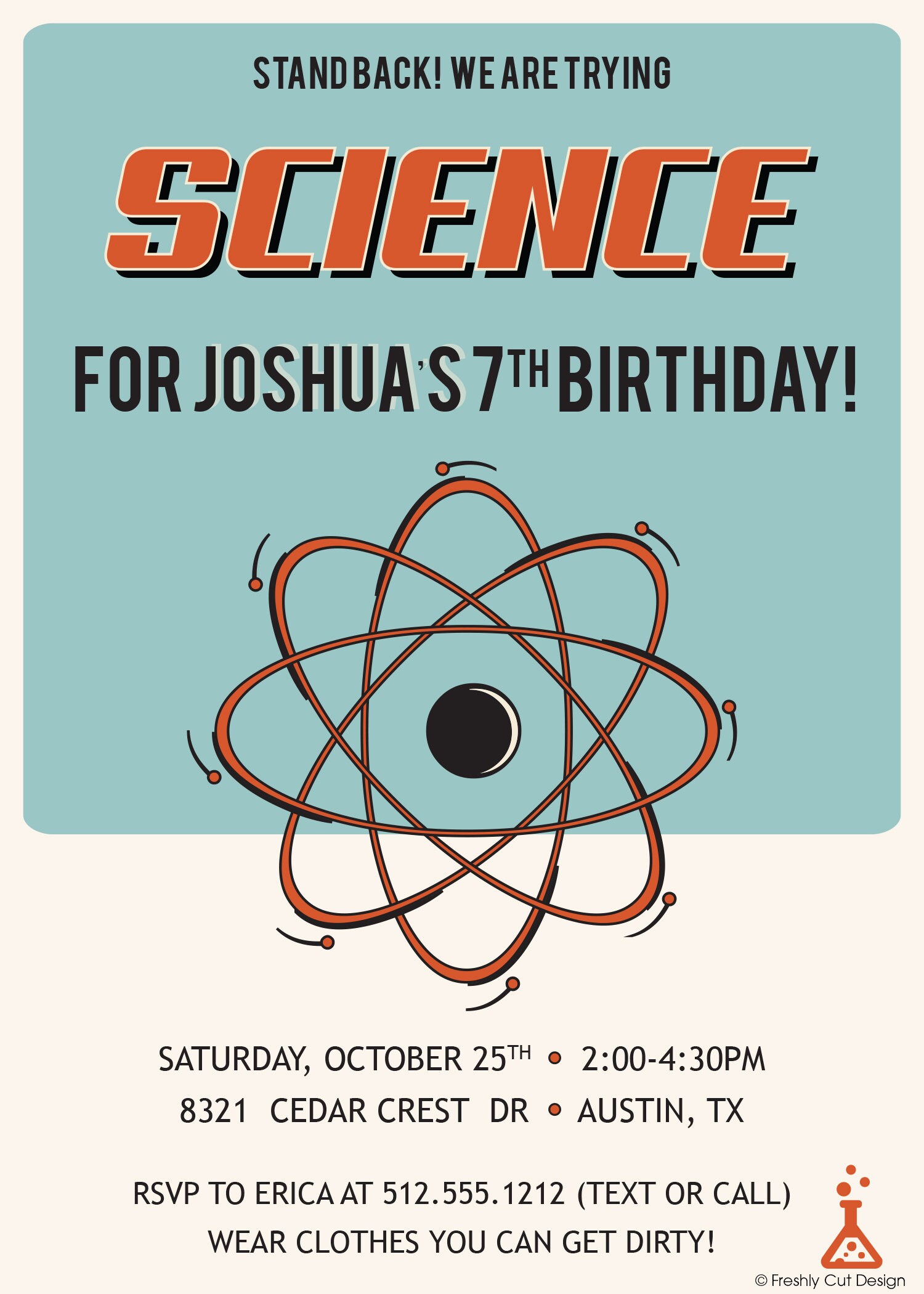 Retro Science Birthday Party Printable or Printed w/ FREE Envelopes - Etsy
