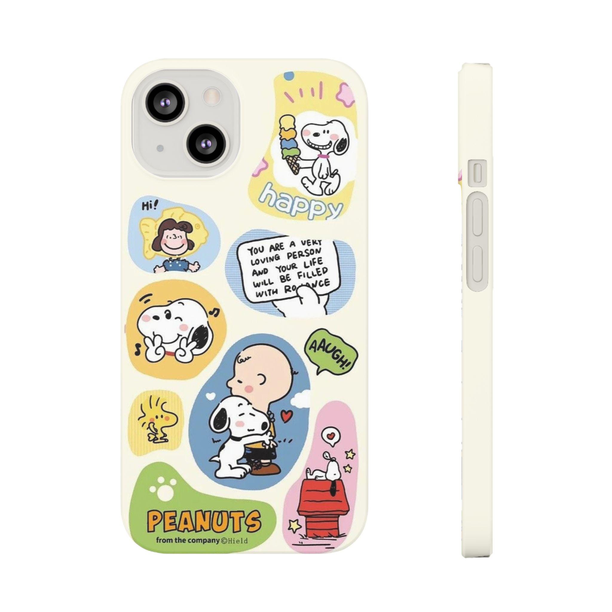 Peanuts Snoopy Happy Phone Case - Cute Characters Aesthetic Custom Design iPhone Cover Print Pastel Art Charlie Brown Comic Animated Lucy