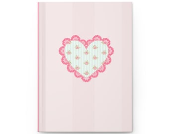 Coquette Heart Notebook | Lace Aesthetic Journal | Cute Pink Hardback Diary for Teen Girls | Personalized Name Journal Gift
