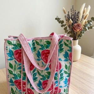 Bolso grande con cremallera, bolso grande para la playa, viajes, vacaciones, supermercado, bolso de algodón acolchado hecho a mano, bolso plegable, bolso de mano, bolso de hombro