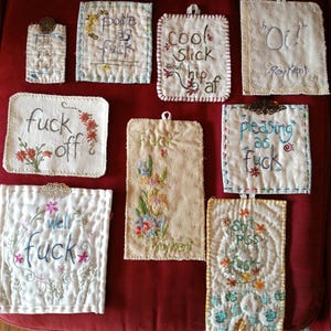 Embroidered Snarky Swear Word Patches, Funny Profanity Decor